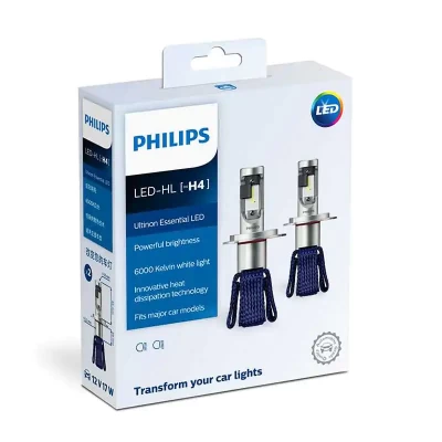 طقم لمبات  فيليبس H4 Ultinon  ليد  6000K - Philips