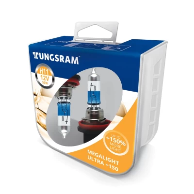 Tungsram Halogen Automotive Headlight Lamp H11 Megalight Ultra + - Tungsram
