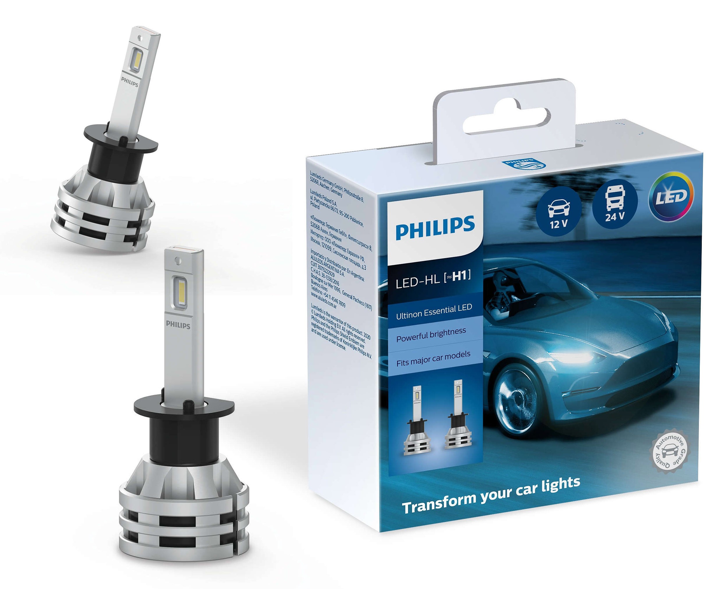 Philips H1 Led Ultinon Essential Car White Headlight Bulbs 6500K