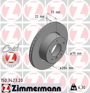 Pair Of Front Brake Disc BMW 116 ZIMMERMANN