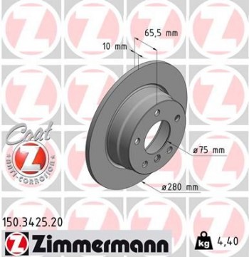 Pair Of Rear Brake Disc BMW 116 ZIMMERMANN