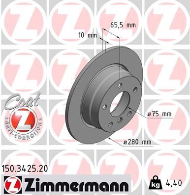 Pair Of Rear Brake Disc BMW 116 ZIMMERMANN - ZIMMERMANN