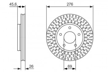 Pair Of Front Brake Disc MITSUBISHI LANCER SHARK BOSCH